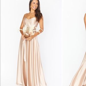 Show Me Your MuMu Faith Maxi Dress in Champagne Luxe Satin